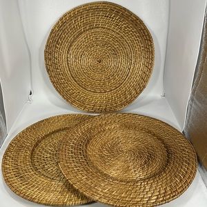 Rattan Basket Weave Charger Plates - Set of 3